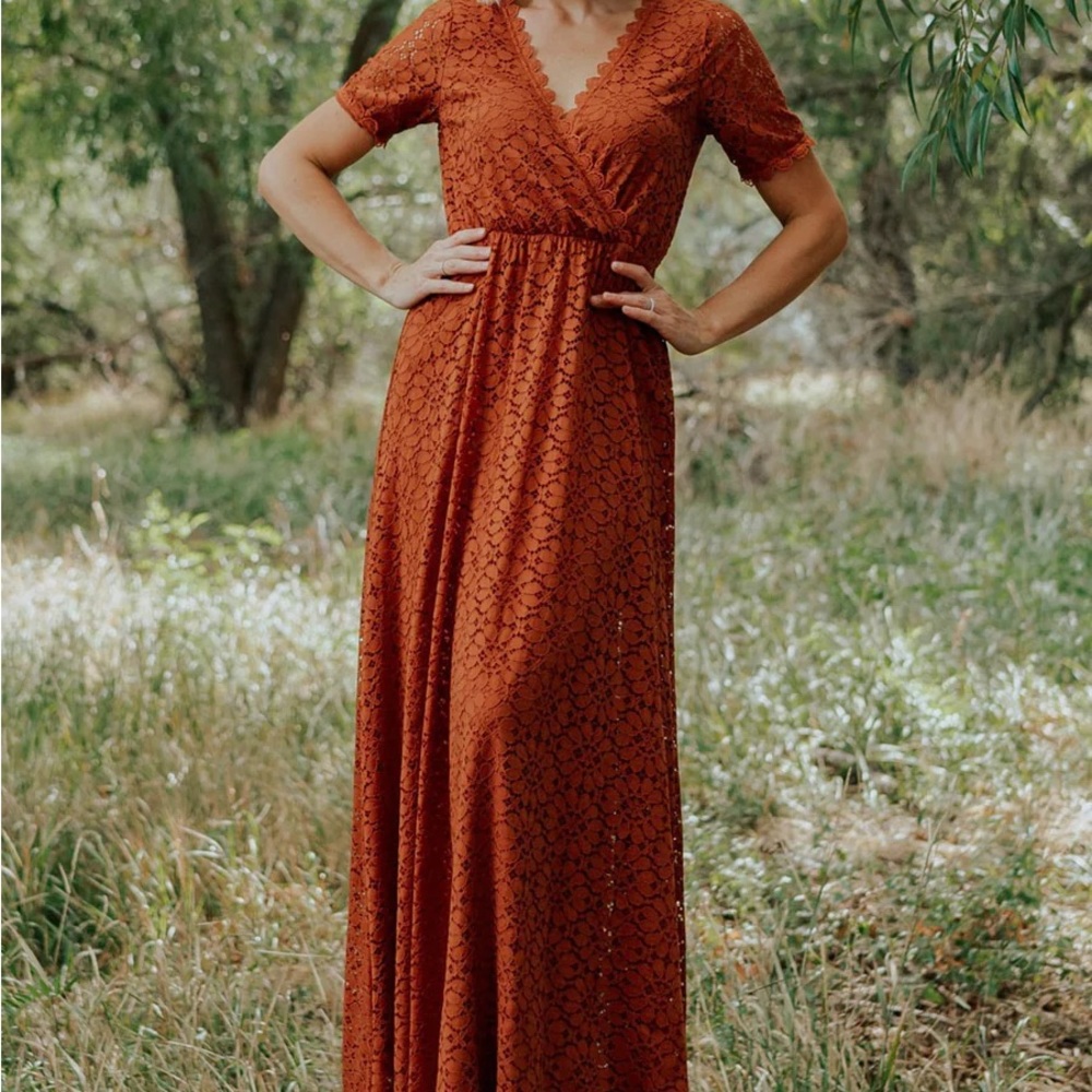 Venice Lace Maxi Dress | Rust